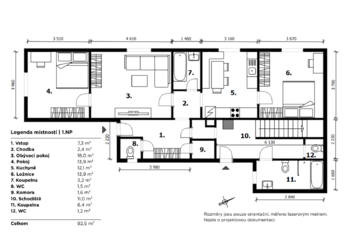 půdorys 1.NP - Prodej domu 108 m², Praha 10 - Kolovraty