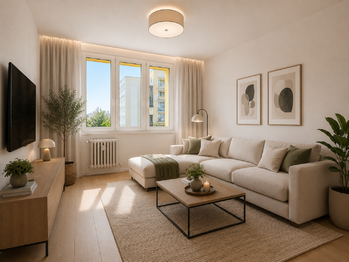 vizualizace obývací pokoj - Prodej bytu 2+1 v osobním vlastnictví 50 m², Plzeň