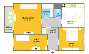 Pronájem bytu 3+1 v osobním vlastnictví 76 m², Brno