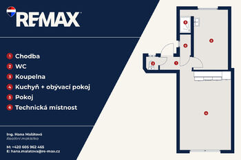 Plánek 2D - Pronájem bytu 2+kk v osobním vlastnictví 42 m², Praha 3 - Žižkov