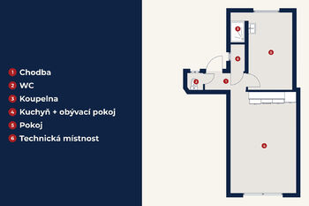 Plánek - Pronájem bytu 2+kk v osobním vlastnictví 42 m², Praha 3 - Žižkov