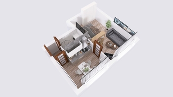 Půdorys. - Pronájem bytu 1+1 v osobním vlastnictví 37 m², Jindřichův Hradec