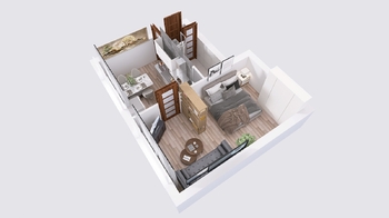 Půdorys. - Pronájem bytu 1+1 v osobním vlastnictví 37 m², Jindřichův Hradec