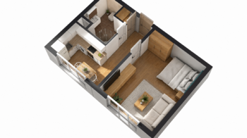 Půdorys bytu 1+1 - Prodej bytu 1+1 v osobním vlastnictví 34 m², Hradec Králové