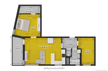 PŮDORYS - Pronájem bytu 3+kk v osobním vlastnictví 68 m², Praha 9 - Střížkov