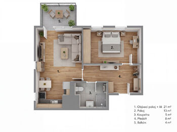 Prodej bytu 2+kk v osobním vlastnictví 48 m², Praha 9 - Hloubětín