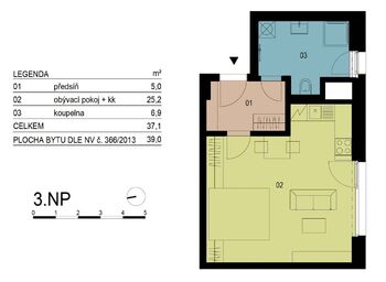 Pronájem bytu 1+kk v osobním vlastnictví 39 m², Praha 5 - Košíře