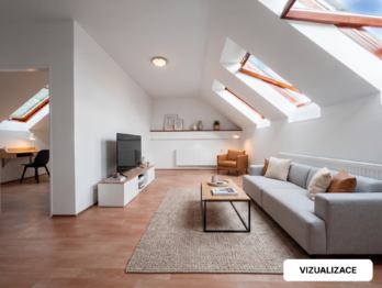 Vizualizace: Obývací pokoj - Pronájem bytu 3+kk v osobním vlastnictví 62 m², Jesenice