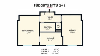 Prodej bytu 2+1 v osobním vlastnictví 56 m², Kuřim