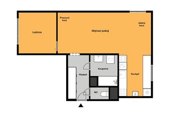 orientační půdorys - Pronájem bytu 2+1 v osobním vlastnictví 50 m², Kolín
