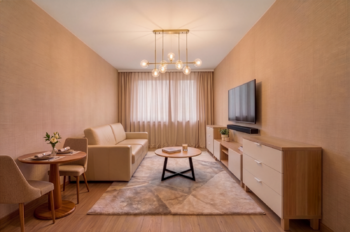 Vizualizace obývacího pokoje - Prodej bytu 2+kk v družstevním vlastnictví 42 m², Praha 4 - Kamýk