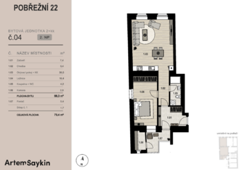 Prodej bytu 2+kk v osobním vlastnictví 66 m², Praha 8 - Karlín