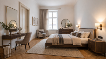 vizualizace ložnice - Prodej bytu 2+kk v osobním vlastnictví 66 m², Praha 8 - Karlín