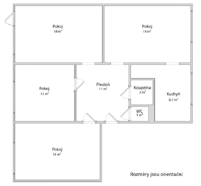 Půdorys - Prodej bytu 4+1 v osobním vlastnictví 88 m², Brno