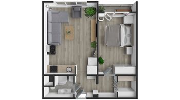Půdorys 3D - Pronájem bytu 2+kk v družstevním vlastnictví 44 m², Ostrava
