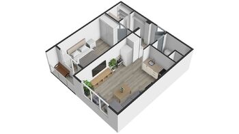Půdorys 3D - Pronájem bytu 2+kk v družstevním vlastnictví 44 m², Ostrava