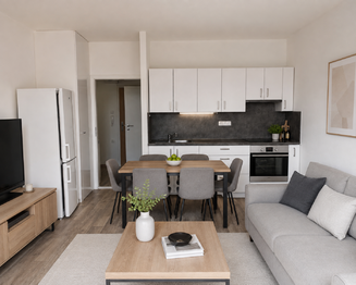 Vizualizace - kuchyňský kout s jídelnou - Pronájem bytu 2+kk v družstevním vlastnictví 44 m², Ostrava