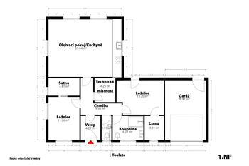 půdorys přízemí - Prodej domu 153 m², Vacov