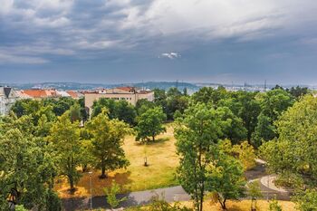 Výhled do Riegrových sadů - Pronájem bytu 3+kk v osobním vlastnictví 90 m², Praha 2 - Vinohrady