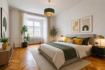VIZUALIZACE LOŽNICE - Pronájem bytu 3+kk v osobním vlastnictví 90 m², Praha 2 - Vinohrady 