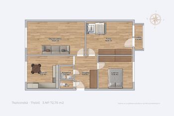 Prodej bytu 3+1 v osobním vlastnictví 72 m², Třebíč