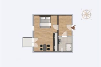 dispoziční rozložení bytu ... - Pronájem bytu 1+kk v osobním vlastnictví 37 m², Havlíčkův Brod