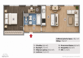 Prodej bytu 2+kk v osobním vlastnictví 65 m², Pečky
