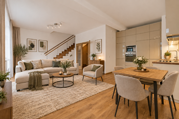 VIZUALIZACE obývací pokoj - Prodej bytu 4+kk v osobním vlastnictví 116 m², Praha 9 - Libeň