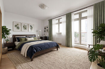 VIZUALIZACE ložnice - Prodej bytu 4+kk v osobním vlastnictví 116 m², Praha 9 - Libeň