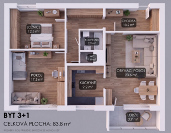 Prodej bytu 3+1 v osobním vlastnictví 80 m², Kopřivnice