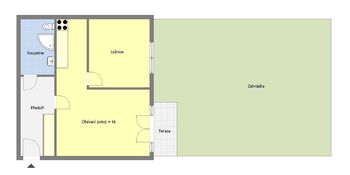 Orientační půdorys bytu - Prodej bytu 2+kk v osobním vlastnictví 47 m², Vestec