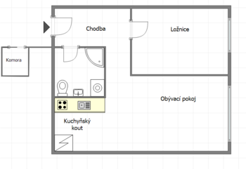 plánek - Pronájem bytu 2+kk v osobním vlastnictví 40 m², Praha 4 - Nusle