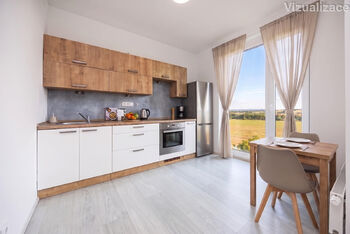 Kuchyně - vizualizace - Prodej bytu 2+kk v družstevním vlastnictví 54 m², Praha 10 - Dolní Měcholupy
