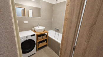 koupelna s vanou, WC je zvlášť - Prodej bytu 2+1 v osobním vlastnictví 76 m², Kuřim
