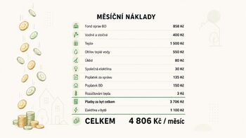 Měsíční náklady - Prodej bytu 2+1 v osobním vlastnictví 76 m², Kuřim