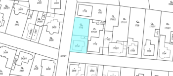 Katastrální mapa - Prodej domu 169 m², Praha 9 - Horní Počernice