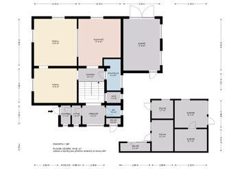 Půdorys 1.NP - Prodej domu 169 m², Praha 9 - Horní Počernice