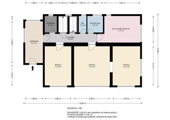 Půdorys 1.NP - Prodej domu 162 m², Praha 6 - Vokovice