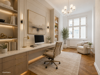 Vizualizace pracovna - Pronájem bytu 4+kk v osobním vlastnictví 103 m², Praha 6 - Dejvice