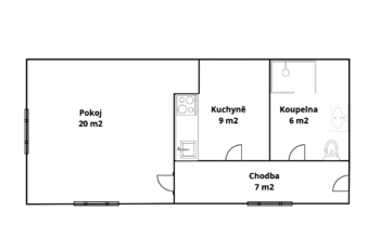 Pronájem bytu 1+1 v osobním vlastnictví 42 m², Ořech