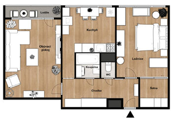 Půdorys - Prodej bytu 2+1 v osobním vlastnictví 67 m², Mladá Boleslav
