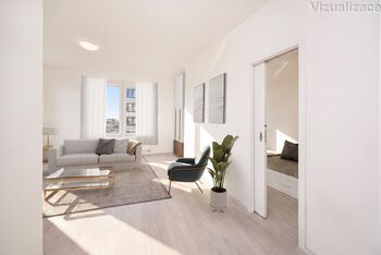 Obývací pokoj - Prodej bytu 2+kk v družstevním vlastnictví 54 m², Praha 10 - Dolní Měcholupy