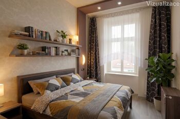 Ložnice vizualizace - Prodej bytu 3+kk v osobním vlastnictví 65 m², Praha 5 - Smíchov