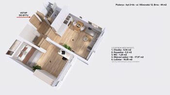 Pronájem bytu 2+kk v osobním vlastnictví 44 m², Brno