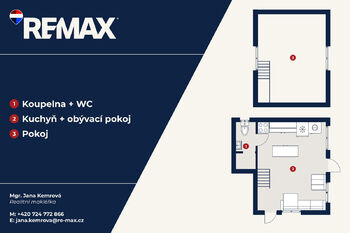 dispozice - Prodej chaty / chalupy 52 m², Chbany