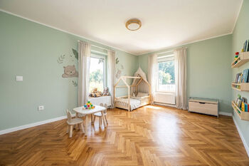 Vizualizace prostorné ložnice v 1.NP - Prodej domu 130 m², Český Dub