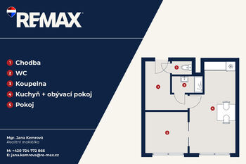 plánek bytu - Prodej bytu 2+kk v družstevním vlastnictví 33 m², Praha 5 - Stodůlky