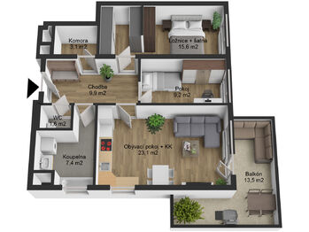 Prodej bytu 3+kk v osobním vlastnictví 75 m², Praha 5 - Třebonice