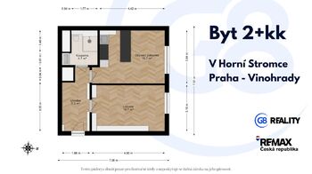 Půdorys - Prodej bytu 2+kk v osobním vlastnictví 49 m², Praha 3 - Vinohrady