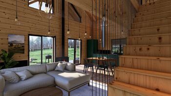 vizualizace obývací pokoj / kuchyně - Prodej domu 133 m², Vacov